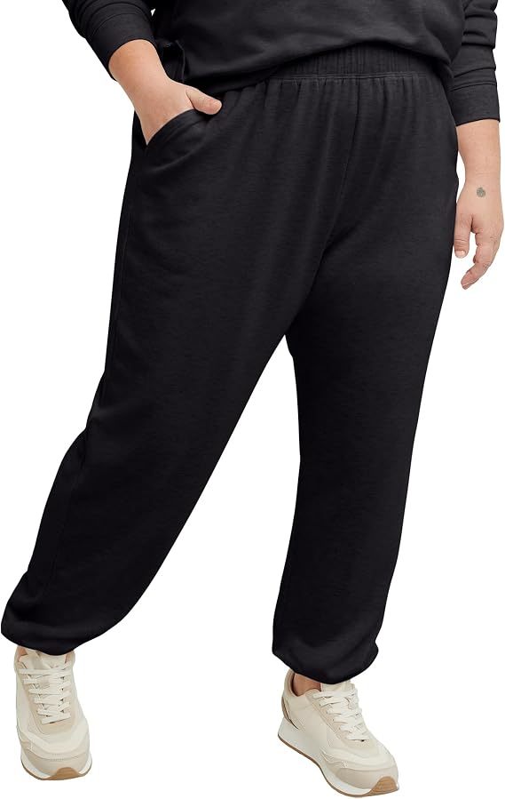 NEW Hanes Women's XXL Petite Black Originals Cozy Fleece Joggers