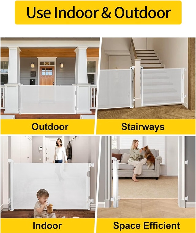NEW Dearlomum 2 Pack WHITE 33x55" Retractable Baby/Pet Gate - photo 4