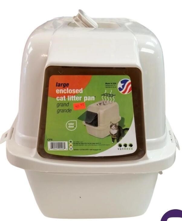 NEW Odor Control Large Enclosed Cat Litter Box, Hooded, Pearl
