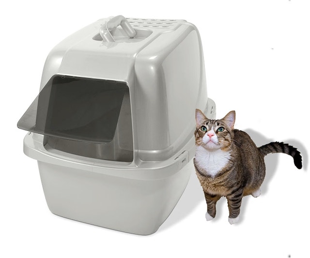 NEW Odor Control Large Enclosed Cat Litter Box, Hooded, Pearl - photo 2