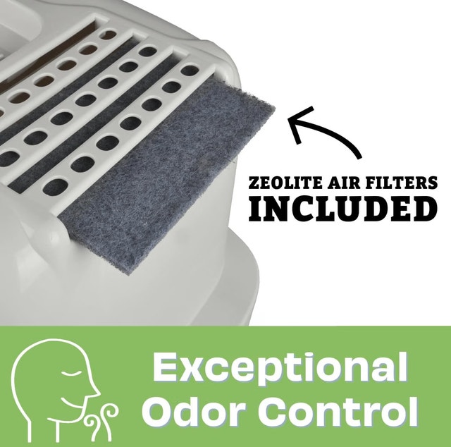 NEW Odor Control Large Enclosed Cat Litter Box, Hooded, Pearl - photo 4