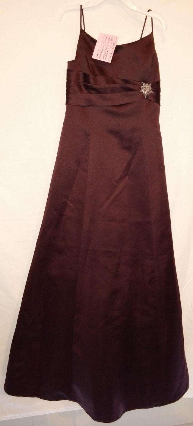 2 x Girls Size 6 Satin Formal Gown Dresses - Brown & Black