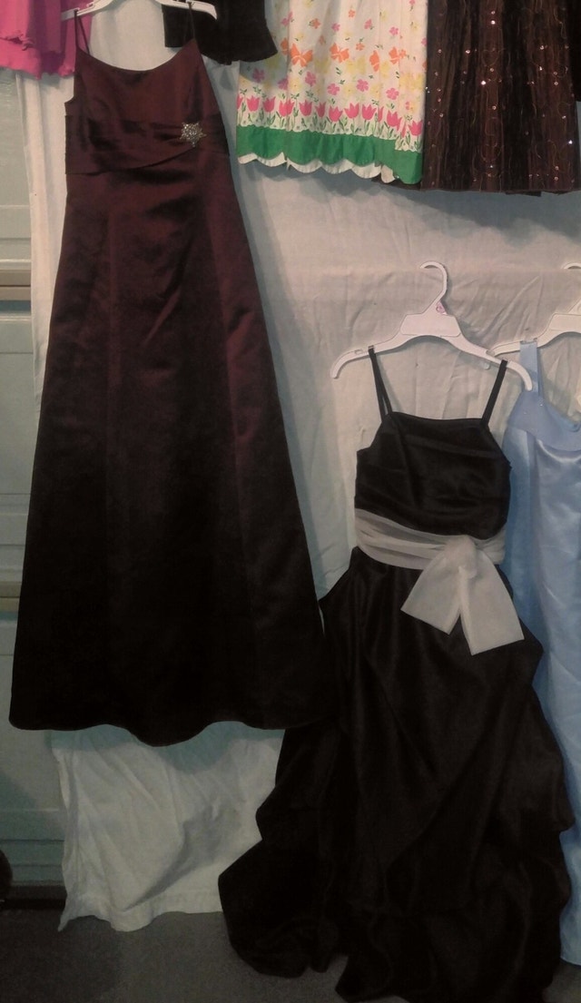 2 x Girls Size 6 Satin Formal Gown Dresses - Brown & Black - photo 2
