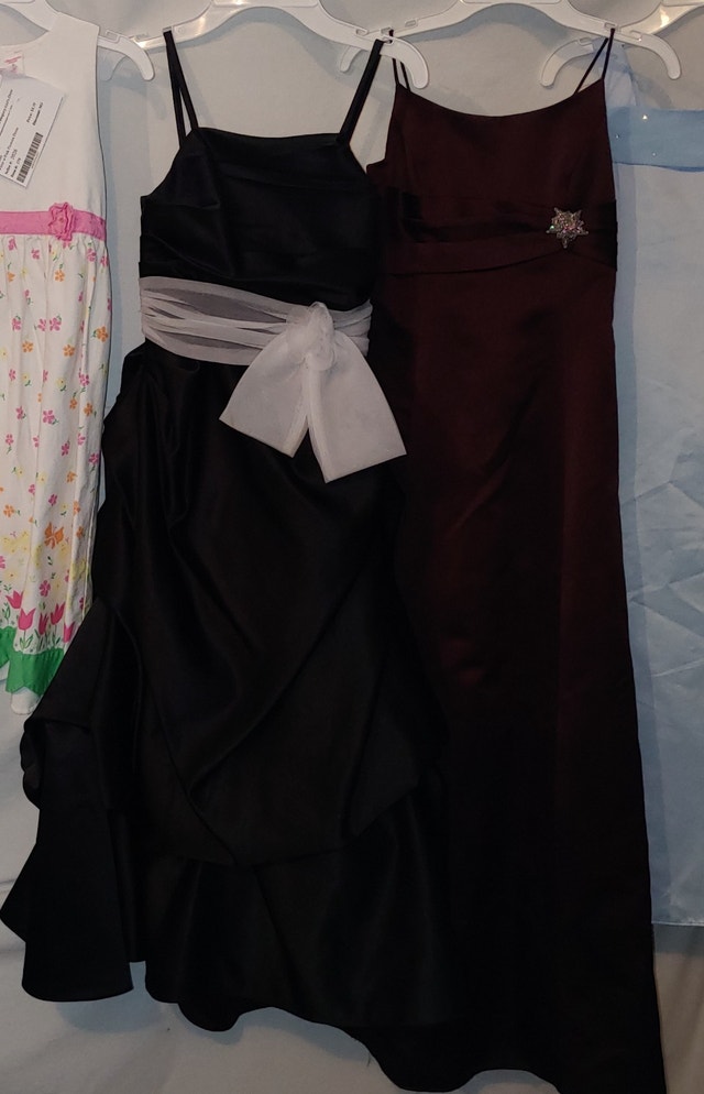 2 x Girls Size 6 Satin Formal Gown Dresses - Brown & Black - photo 3