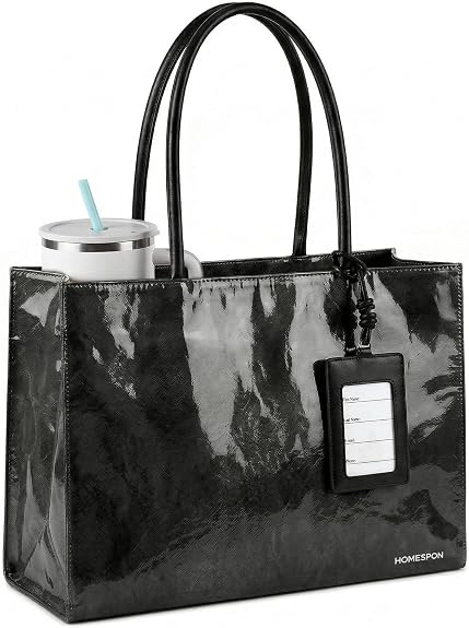 NEW HOMESPON PVC Tote Bag Women’s Kraft Paper Work Handbag