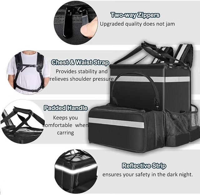 NEW Food Delivery Backpack Bag w Drink Holders & Dividers - photo 4