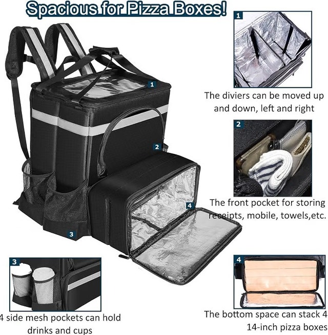 NEW Food Delivery Backpack Bag w Drink Holders & Dividers - photo 5