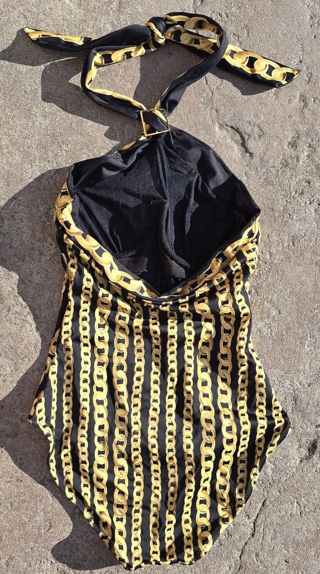 NEW Women's Size 6 One Piece Swim Suit Black & Gold - photo 2
