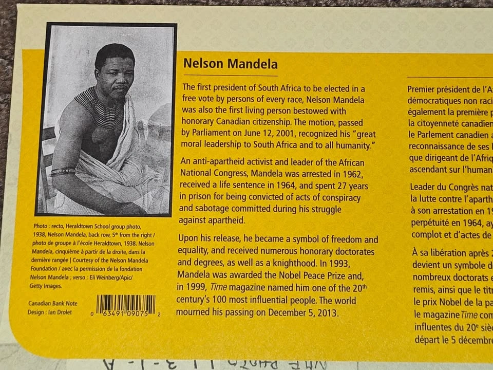 First Day Covers FDC - Nelson Mandela - Canada Post 2015 - photo 5