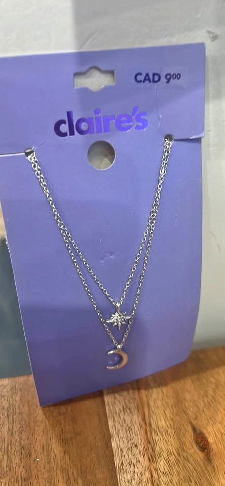 Claire's Silver-Toned Star and Moon Layered Necklace
