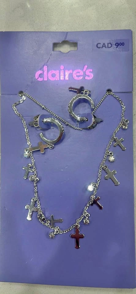 Cross earing and necklace set
