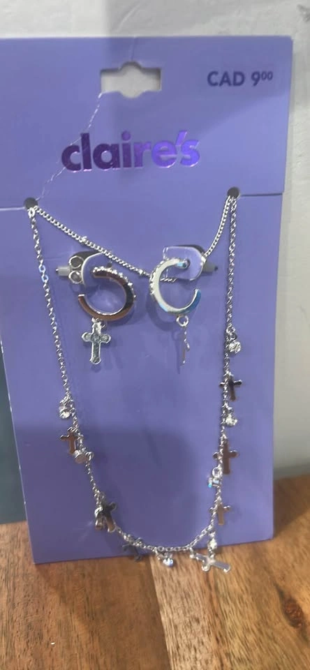 Cross earing and necklace set - photo 2