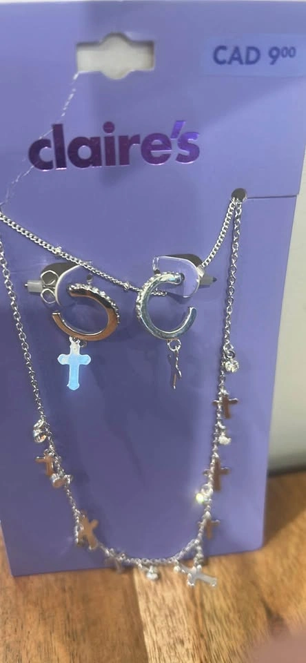 Cross earing and necklace set - photo 3