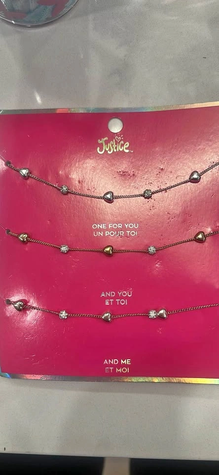 Justice 3-Pack Friendship Heart Necklace Set