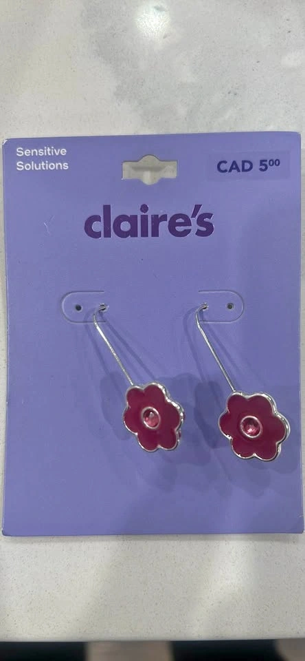 Claire's Sensitive Solutions Pink Flower Drop Earrings