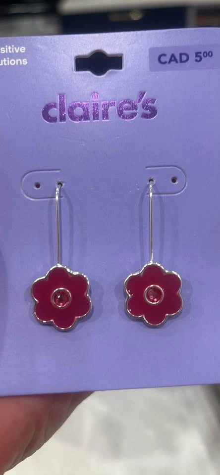 Claire's Sensitive Solutions Pink Flower Drop Earrings - photo 3
