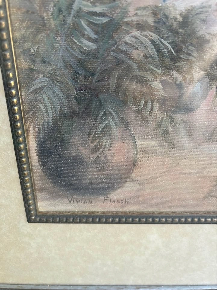 Vintage Vivian Flasch Framed Mediterranean Village Print - photo 2