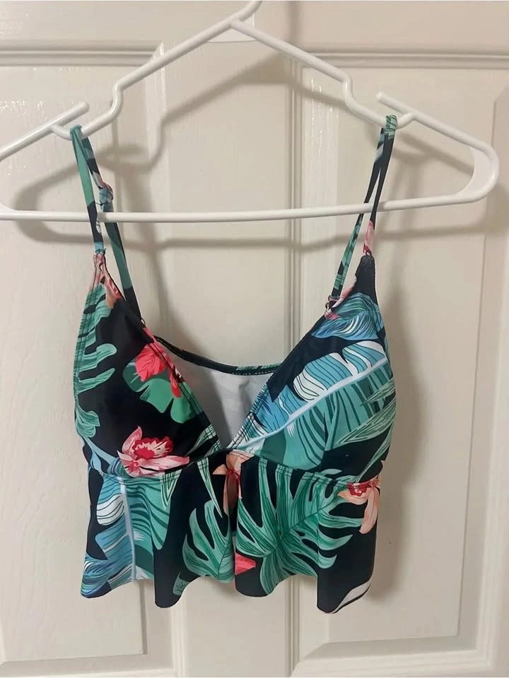 Tropical Floral Tankini Bikini Top