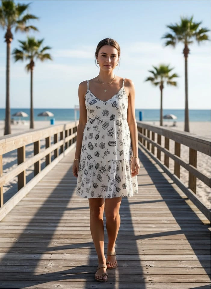 Ardene Summer Mini Dress Size Large Beach Print - photo 2