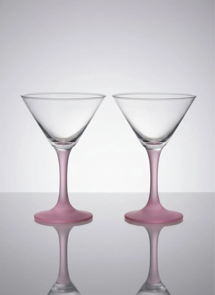 Pink Frosted Stem Martini Glasses - Set of 2 - photo 2