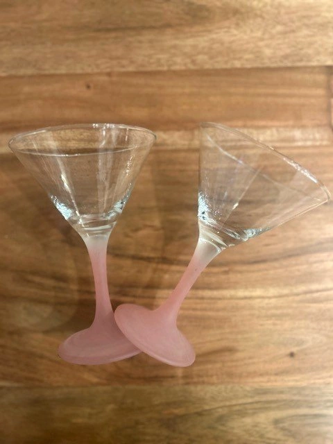 Pink Frosted Stem Martini Glasses - Set of 2 - photo 3