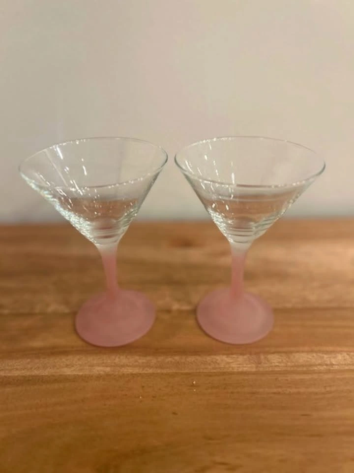 Pink Frosted Stem Martini Glasses - Set of 2 - photo 5