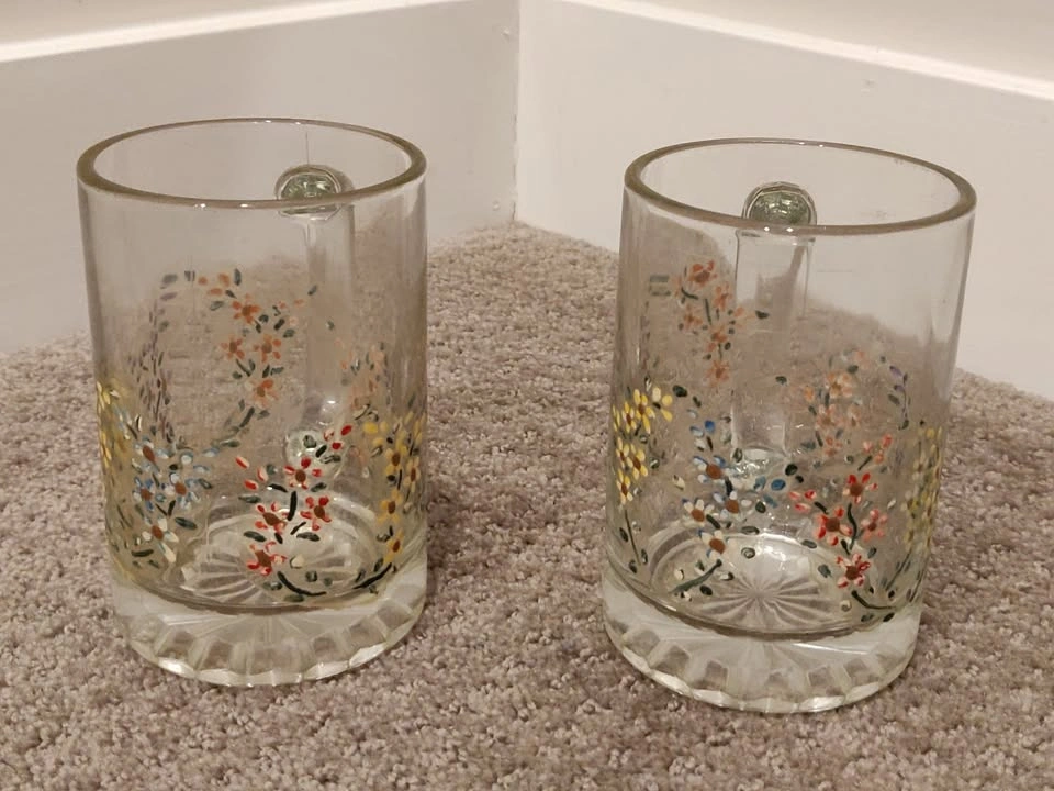 Flower Design Coffee Cups or Tea Mugs Set - Heavy Base - photo 2