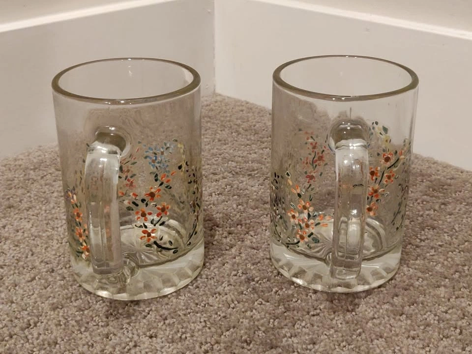 Flower Design Coffee Cups or Tea Mugs Set - Heavy Base - photo 4