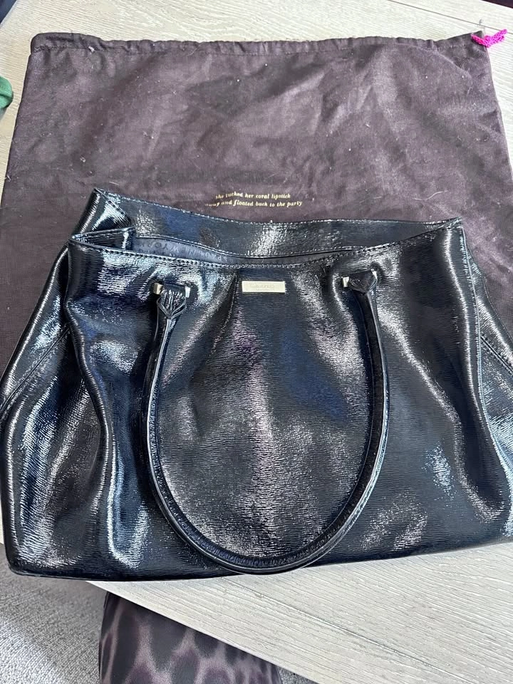 Kate Spade New York black patent leather tote bag