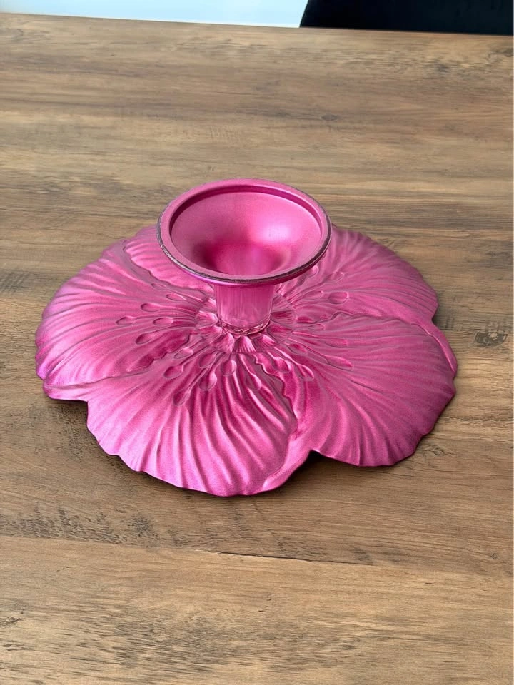 Purple & Gold Flower Pedestal Stand – Cake/Fruit Stand – New - photo 5