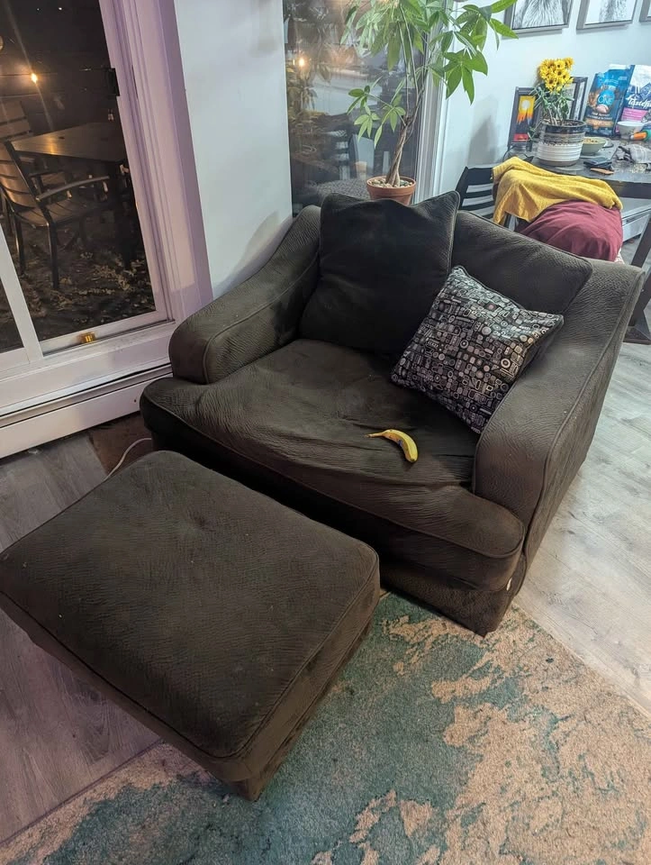 Oversized Brown Armchair & Matching Ottoman - photo 2