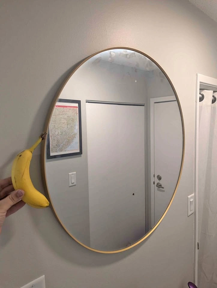 Round Ikea Mirror, gold trim