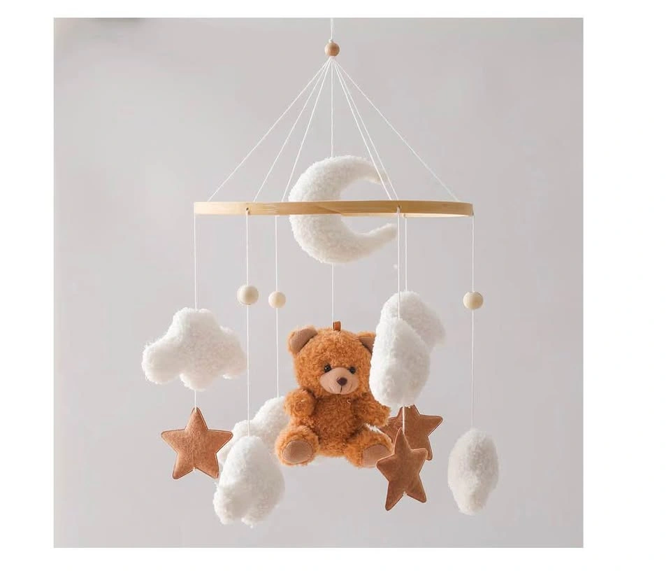 Adjustable Mini Baby Crib + Mattress, 4 Sheets & Bear Mobile - photo 4