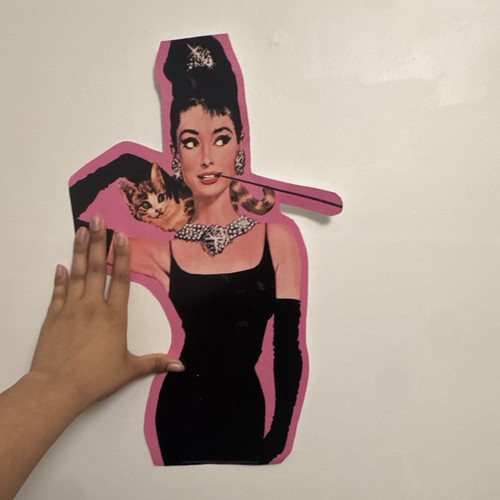 Audrey Hepburn Breakfast At Tiffany’s Cutout, Pink Outline, Cat - photo 3