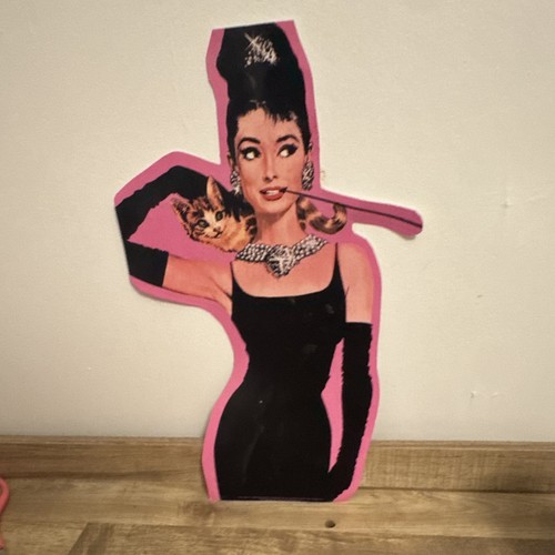 Audrey Hepburn Breakfast At Tiffany’s Cutout, Pink Outline, Cat - photo 4
