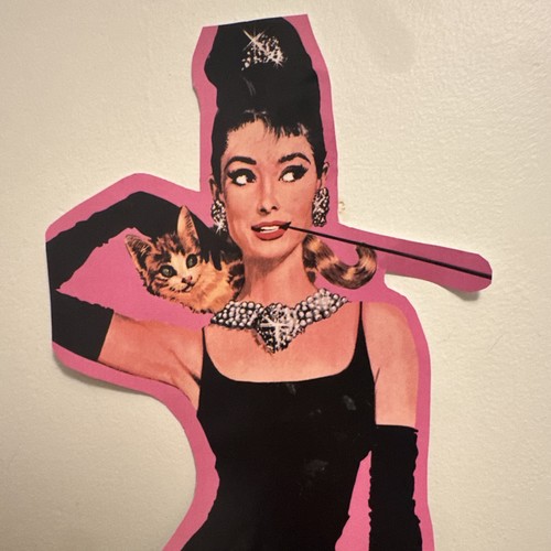 Audrey Hepburn Breakfast At Tiffany’s Cutout, Pink Outline, Cat - photo 5