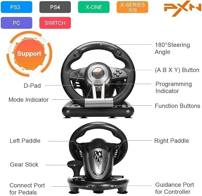 PXN V3PRO Gaming Racing Wheel – Vibration Steering Wheel - photo 3