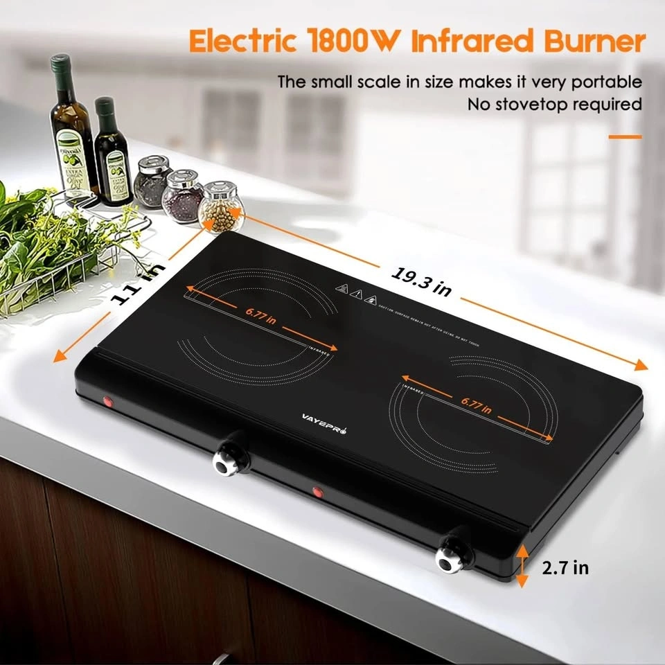 VAYEPRO HP202-T5G Double Hot Plate – Portable Dual Burner - photo 2