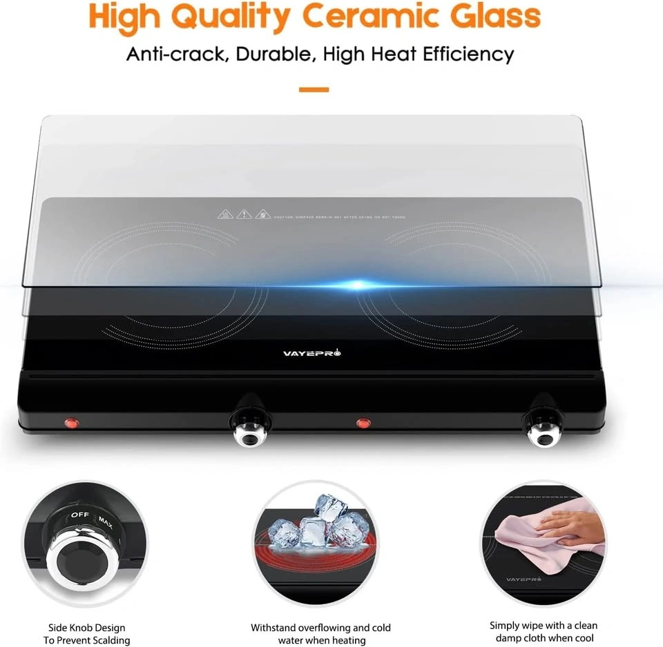 VAYEPRO HP202-T5G Double Hot Plate – Portable Dual Burner - photo 4