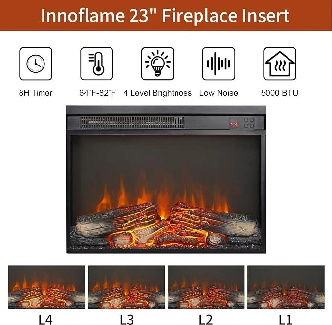 Innoflame 23-Inch Electric Fireplace Heater with Remote & Timer - photo 4