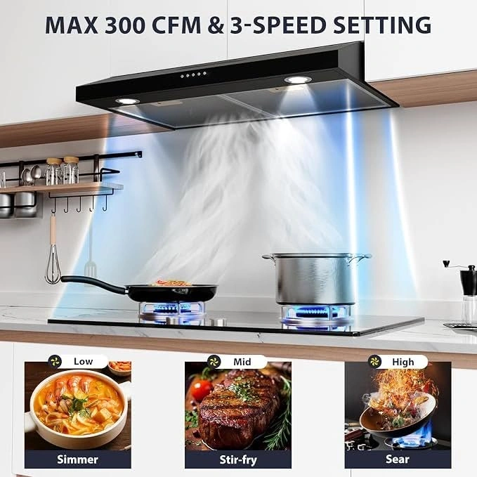 TYEMUI JX3830 30-Inch Slim Range Hood – 300CFM - photo 3