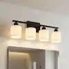 4-Light Matte Black Bathroom Vanity Light