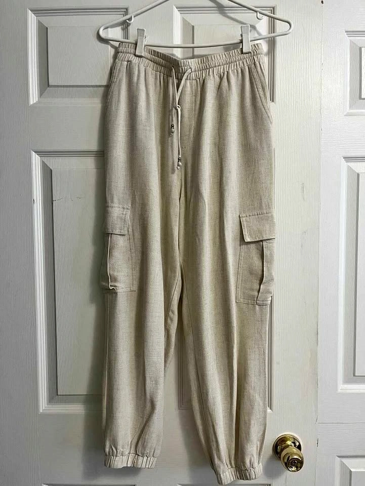 Like New - Linen Cargo Parachute Pants - Size Small