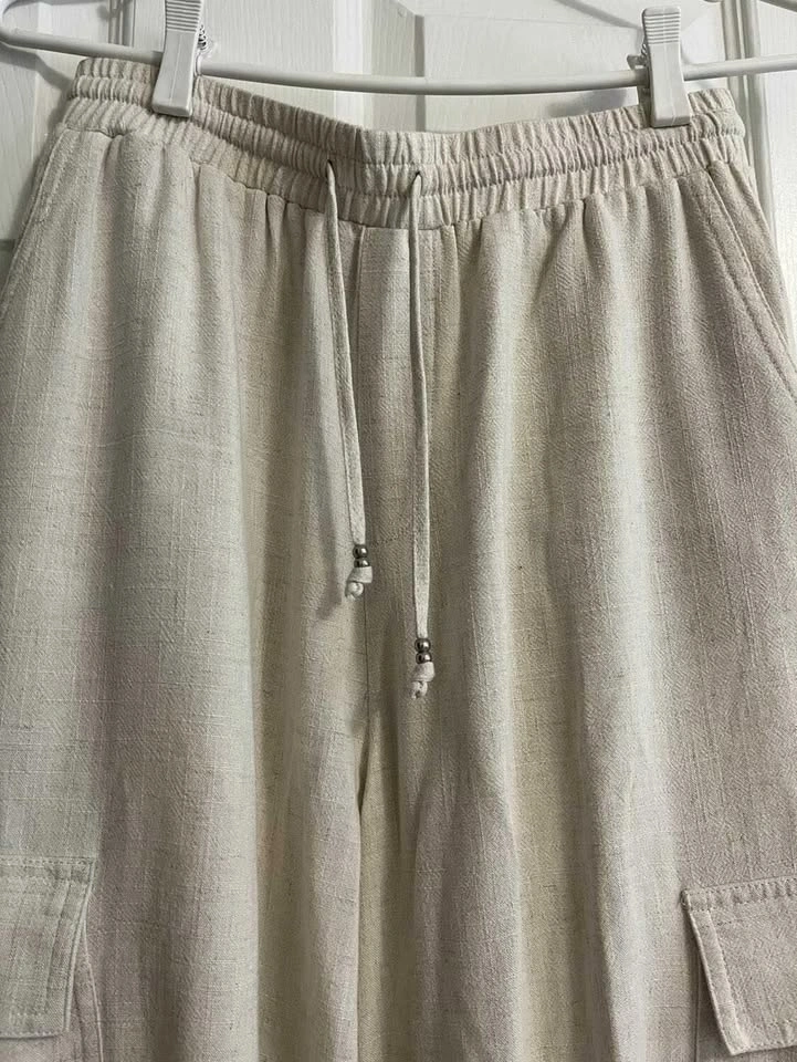 Like New - Linen Cargo Parachute Pants - Size Small - photo 3