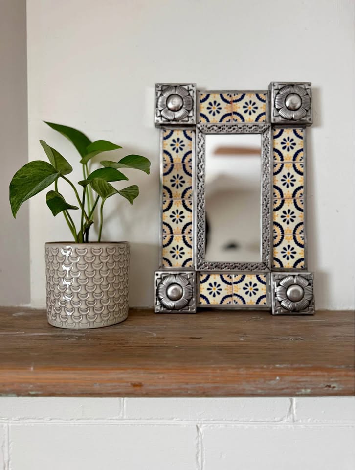 Mexican Talavera Tile & Punched Tin Accent Mirror