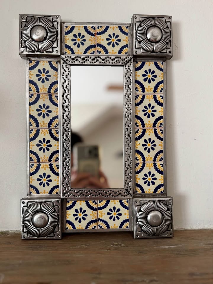 Mexican Talavera Tile & Punched Tin Accent Mirror - photo 2