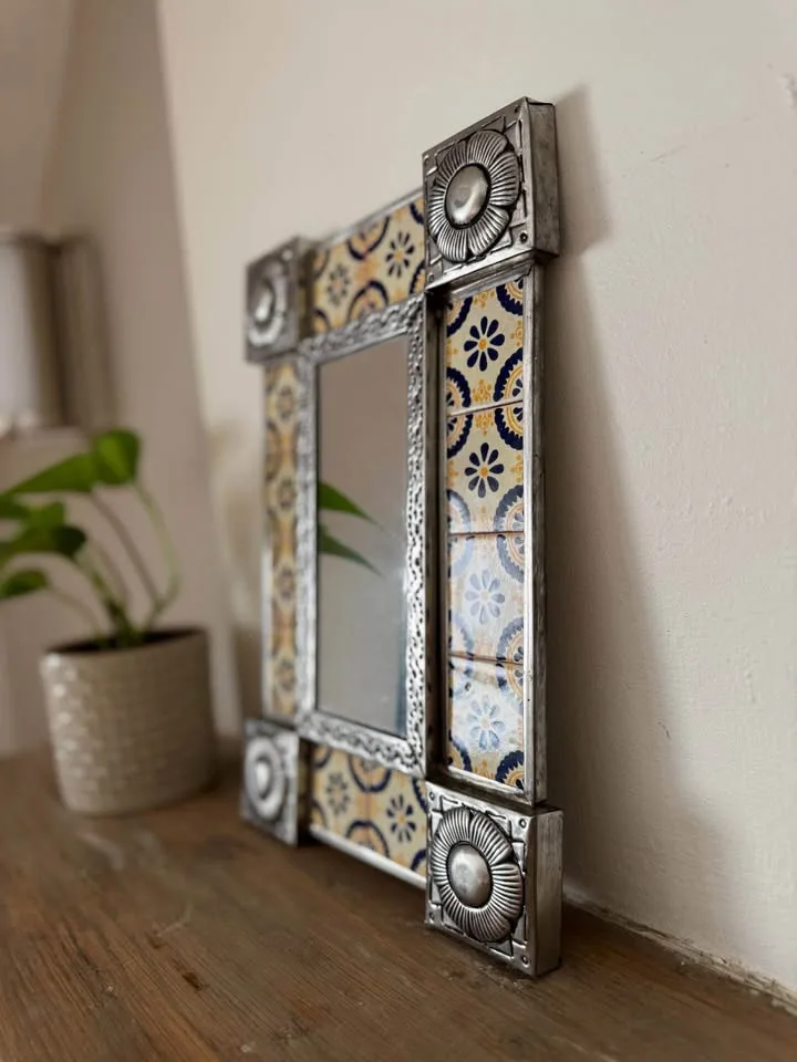 Mexican Talavera Tile & Punched Tin Accent Mirror image indicator(3)