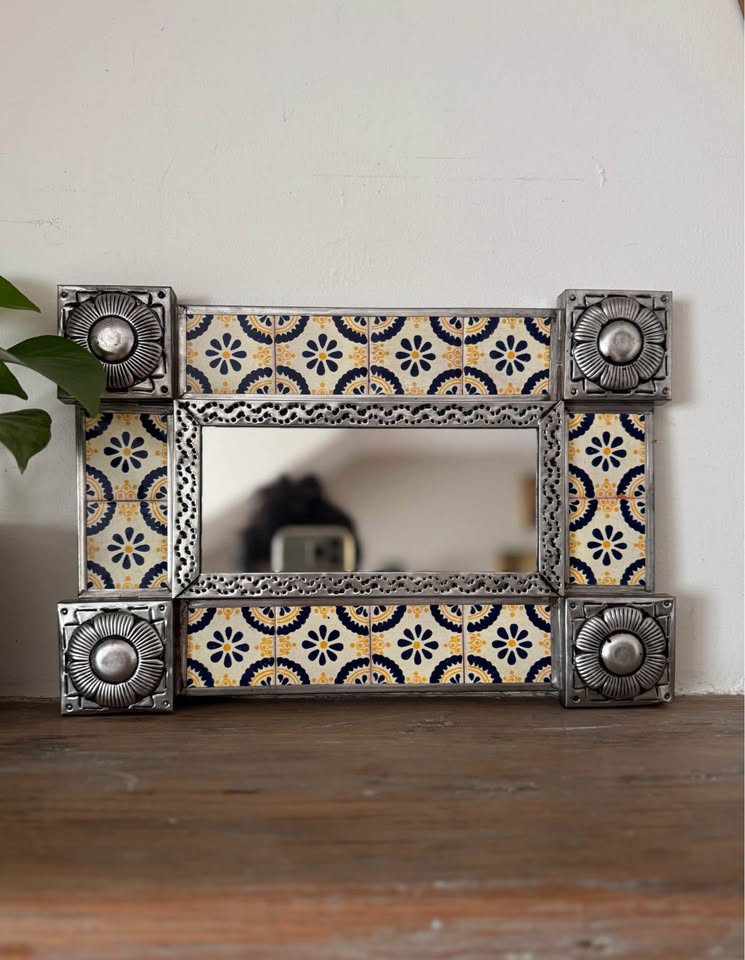 Mexican Talavera Tile & Punched Tin Accent Mirror - photo 4