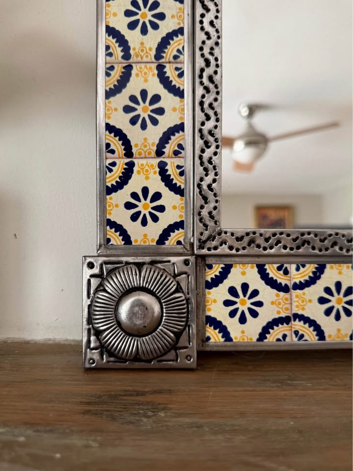 Mexican Talavera Tile & Punched Tin Accent Mirror - photo 5