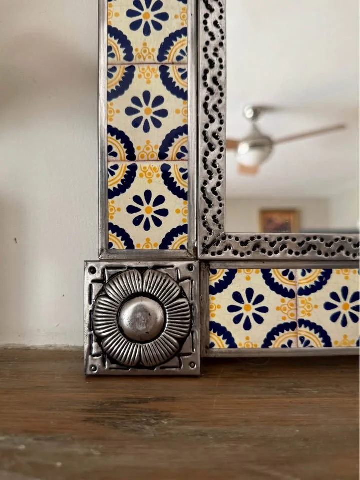 Mexican Talavera Tile & Punched Tin Accent Mirror image indicator(5)